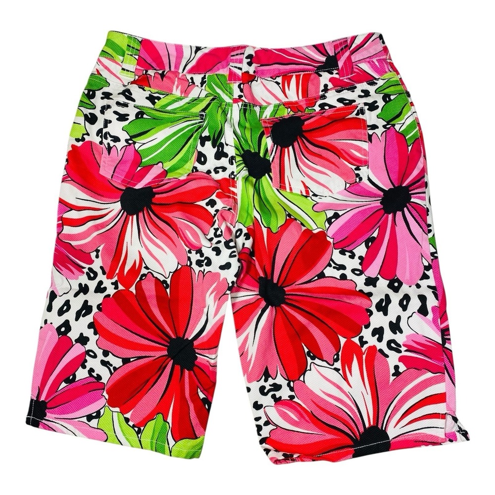 For The Republic Women's Bright Pinks Green Floral Print Shorts Size 6 Slim Leg